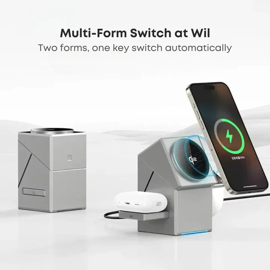 Qi2 3-in-1 Wireless Charger with Auto-Rotating Dock for iPhone, Apple Watch & AirPods