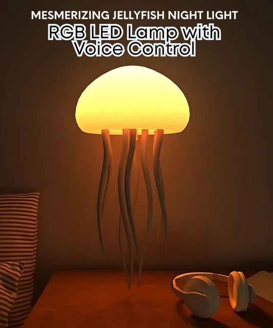 Mesmerizing Cartoon Jellyfish Night Light – RGB LED Lamp with Voice Control, Rechargeable Battery, and Lifelike Motion