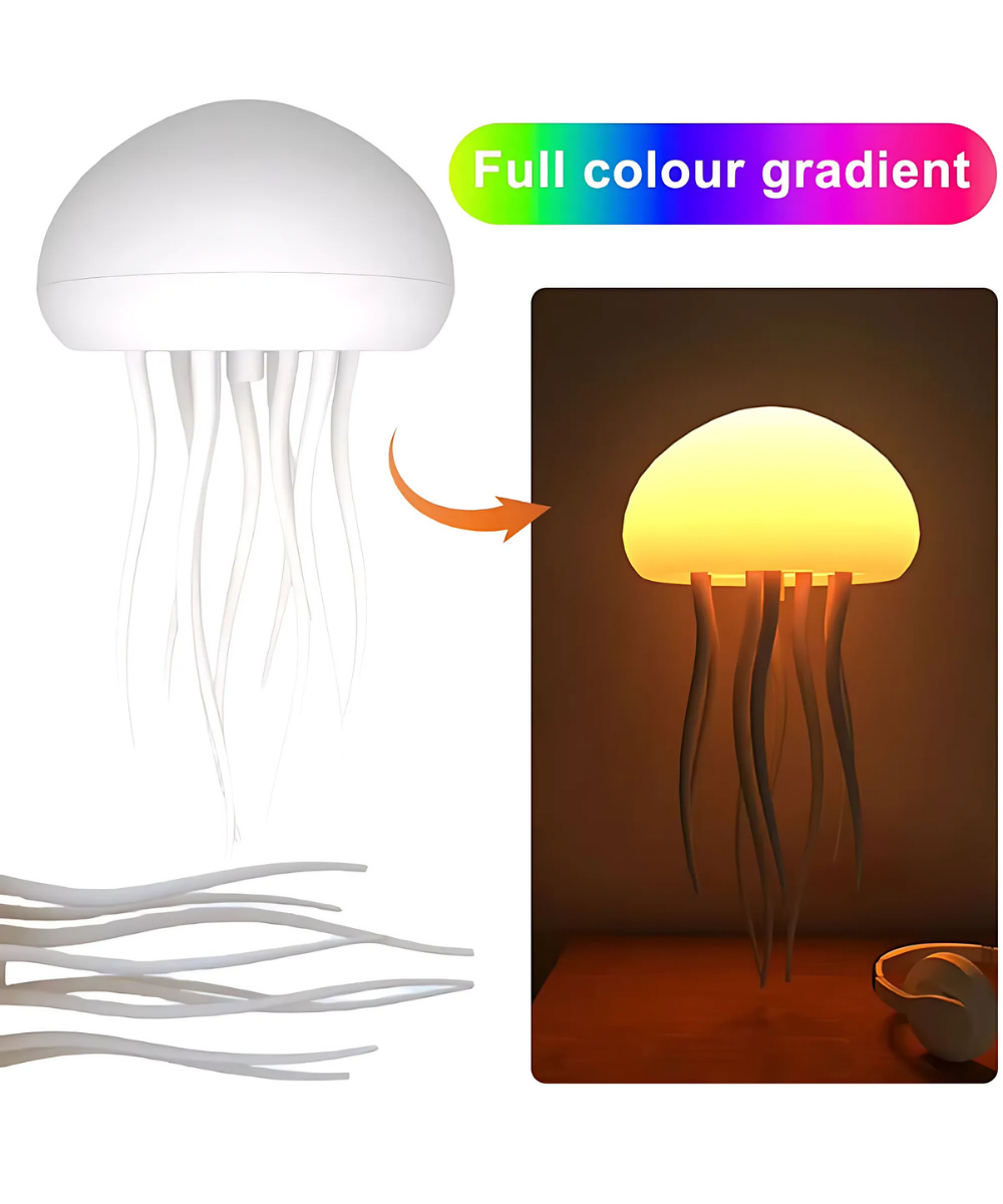 Mesmerizing Cartoon Jellyfish Night Light – RGB LED Lamp with Voice Control, Rechargeable Battery, and Lifelike Motion