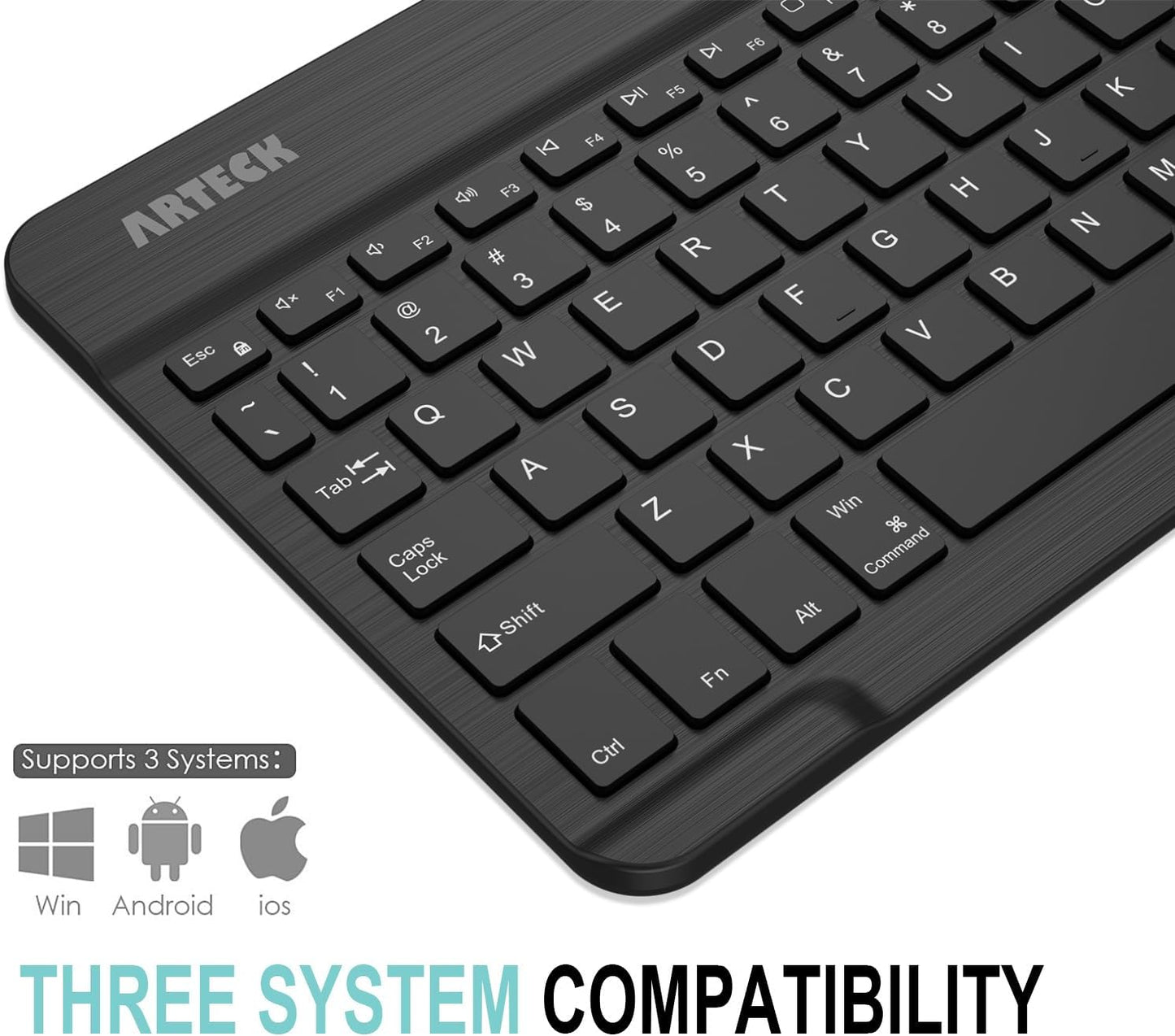 Arteck Universal Backlit Bluetooth Keyboard – Ultra-Light Slim Wireless 7-Color Keyboard for iOS, iPad Pro, Android, Windows Tablets & Smartphones – Rechargeable 6-Month Battery
