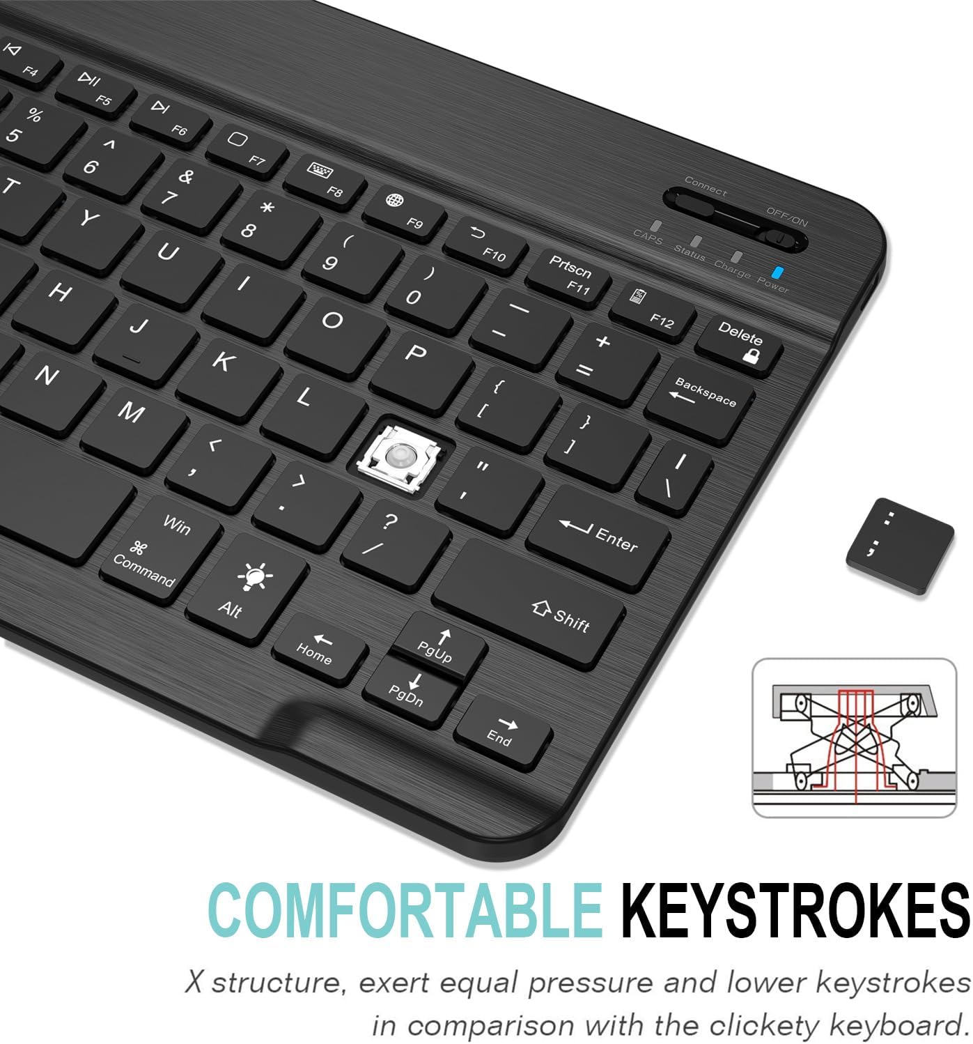 Arteck Universal Backlit Bluetooth Keyboard – Ultra-Light Slim Wireless 7-Color Keyboard for iOS, iPad Pro, Android, Windows Tablets & Smartphones – Rechargeable 6-Month Battery