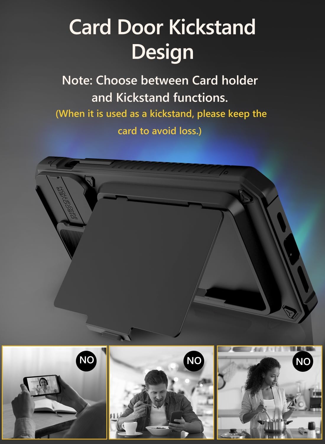 iPhone 15 Pro Max Wallet Case – Military-Grade Drop Protection, 4 Card Holder, Slide Camera Cover & Kickstand, Rugged & Stylish