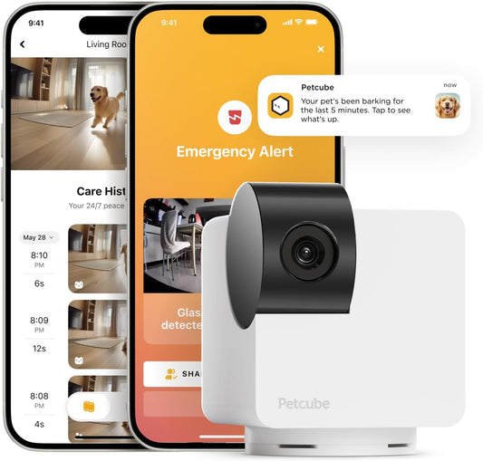 Petcube Cam 360° Interactive WiFi Pet Camera – 1080p HD Pan-Tilt Home Security with Phone App, Night Vision, AI Motion Alerts