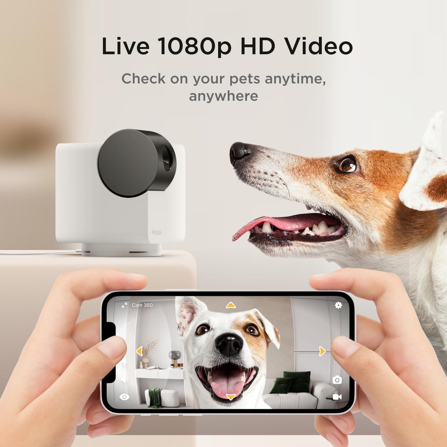 Petcube Cam 360° Interactive WiFi Pet Camera – 1080p HD Pan-Tilt Home Security with Phone App, Night Vision, AI Motion Alerts