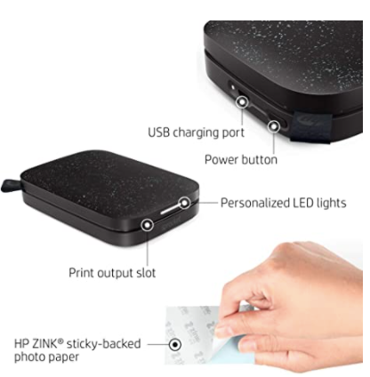 HP Sprocket 2x3" Portable Instant Photo Printer – Print Wireless Sticky-Back Color Photos from iOS & Android Devices | Compact Mobile Printer with Bluetooth & Zink Technology