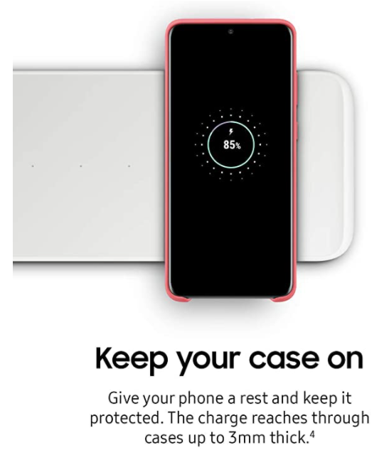Samsung Wireless Charger Trio, Qi Compatible, For Galaxy Phones, Buds, Watches, and Apple iPhone Devices (US Version)