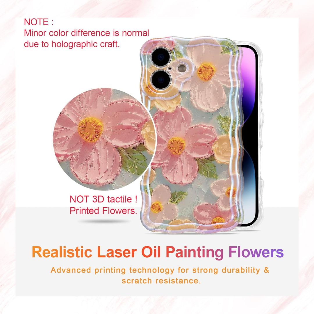 iPhone 13- 16 Retro Floral Glossy Case - Vibrant, Stylish, and Durable for Girls & Women