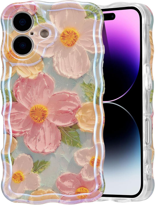 iPhone 13- 16 Retro Floral Glossy Case - Vibrant, Stylish, and Durable for Girls & Women