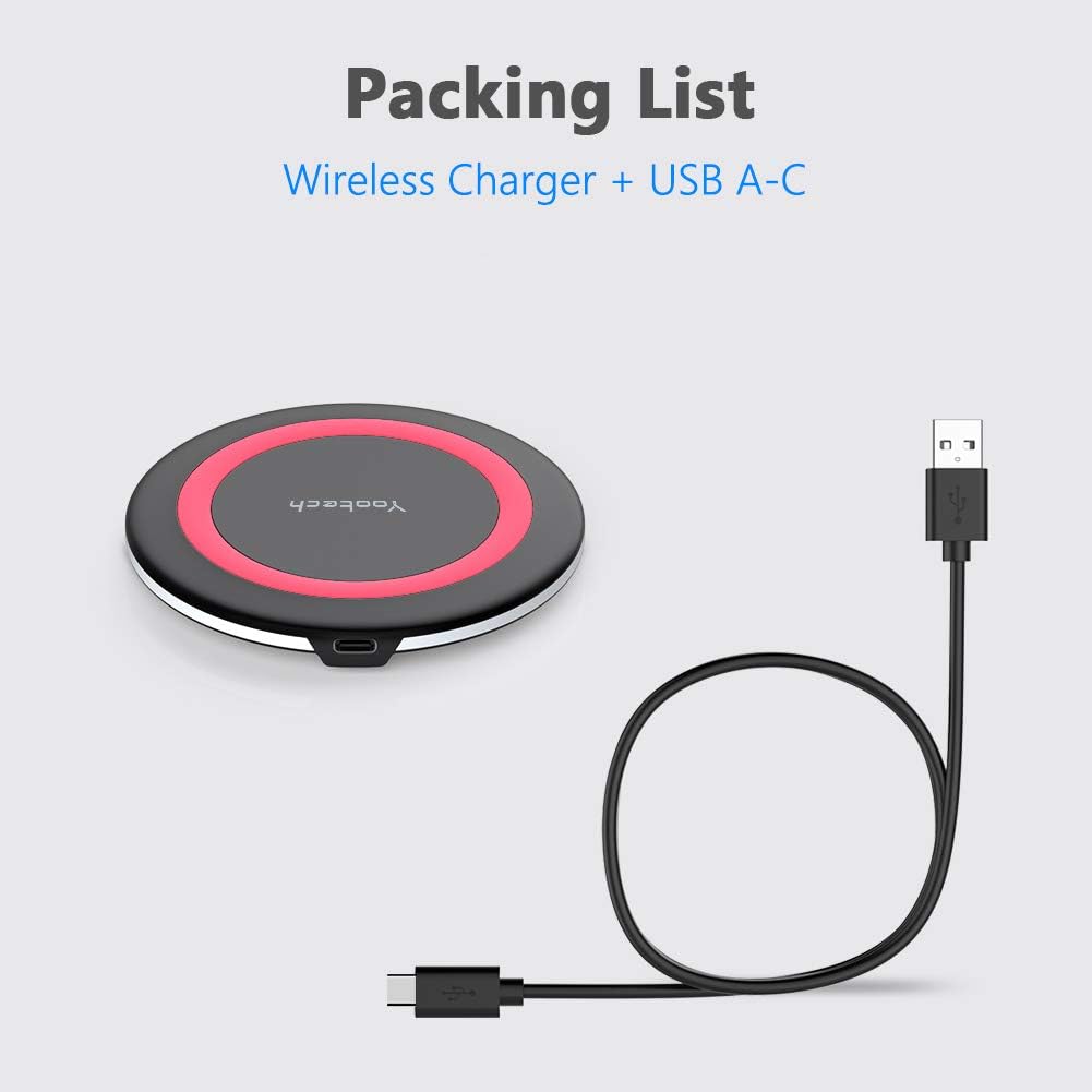 Yootech 10W Max Fast Wireless Charging Pad – Compatible with iPhone 16/15/14/13, Samsung Galaxy S22/S21, AirPods Pro 2