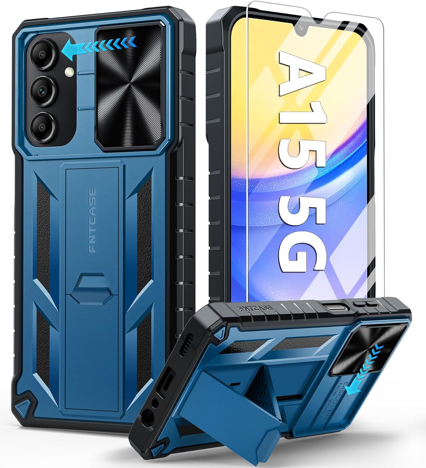 Samsung Galaxy A15 5G Case - Shockproof Military-Grade Protection with Kickstand, TPU Hybrid Cover