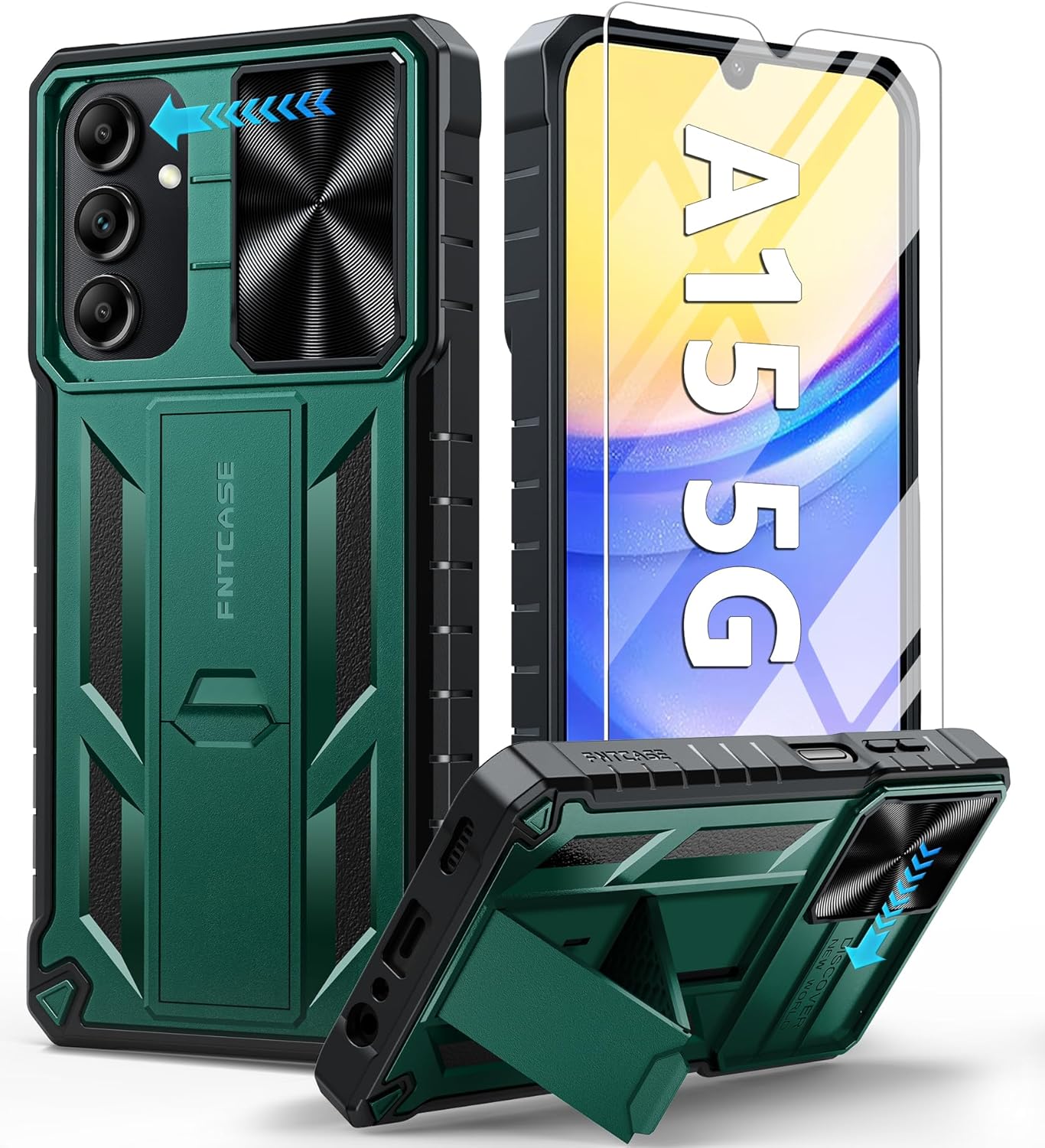 Samsung Galaxy A15 5G Case - Shockproof Military-Grade Protection with Kickstand, TPU Hybrid Cover