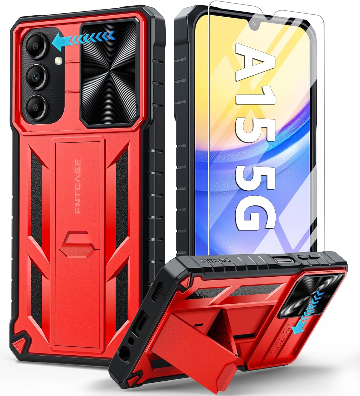 Samsung Galaxy A15 5G Case - Shockproof Military-Grade Protection with Kickstand, TPU Hybrid Cover