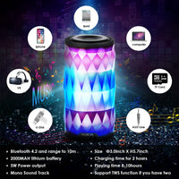 LED MIANOVA Night Light Changing Color Wireless Bluetooth Speaker, 6 Color LED Themes,Handsfree/Phone/PC/MicroSD/USB Disk/AUX-in/TWS Supported