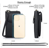 S-ZONE PU Leather RFID Blocking Crossbody Cell Phone Bag