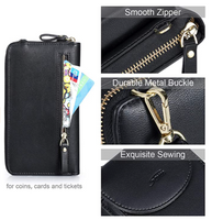 S-ZONE PU Leather RFID Blocking Crossbody Cell Phone Bag