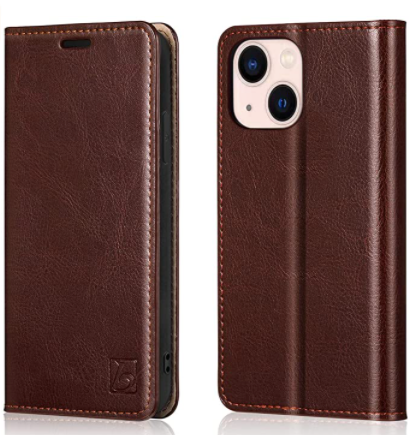 Belemay iPhone 13 Wallet Case with Protective Genuine Leather Flip and RFID Blocking